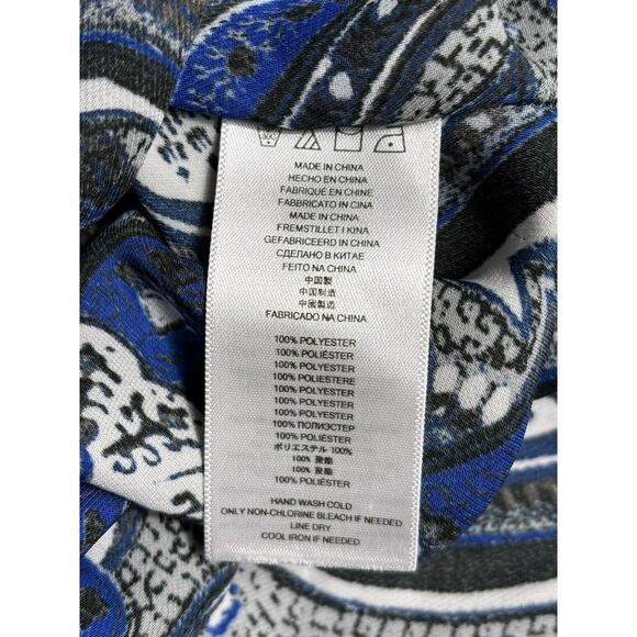 Michael Kors Blouse Paisley Kaftan Floaty Womens Size S/M Blue & White Top - Picture 7 of 9